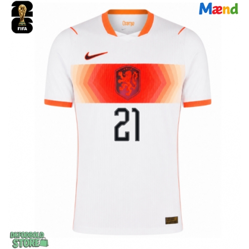 Holland Frenkie de Jong #21 Replika Udebanetrøje VM 2026 Kortærmet